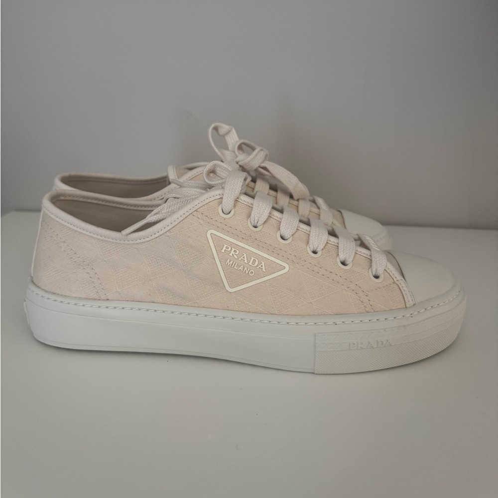 Prada Beige Canvas Sneakers size 40 - Picture 2 of 13
